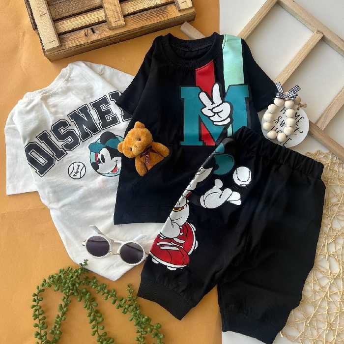 ست تیشرت و شلوارک اسپورت بچگانه شیک و زیبا جنس نخ پنبه کیفیت عالی مناسب 2 تا 12 سال 