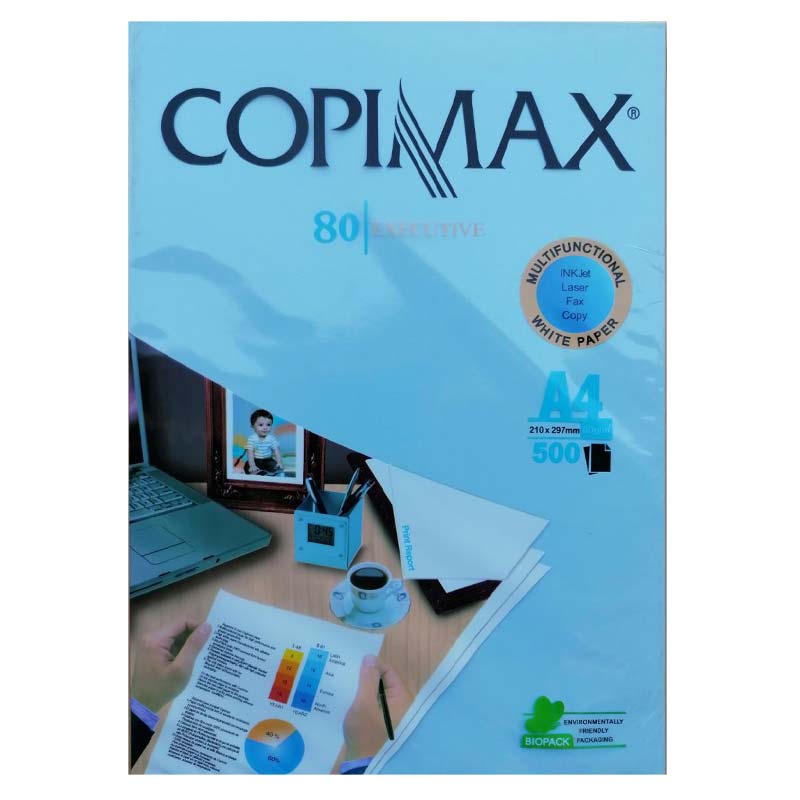 خرید کاغذ A4 کپی مکس آبی 80 گرم خارجی بسته 500 عددی