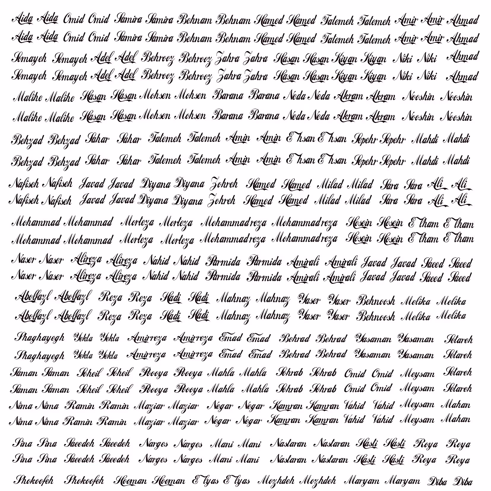 ترنسفر برچسبی شفاف a4  اسامی لاتین کد 18 سایز 1.5 تا 3.5 سانتی متری مناسب کارهای رزینی