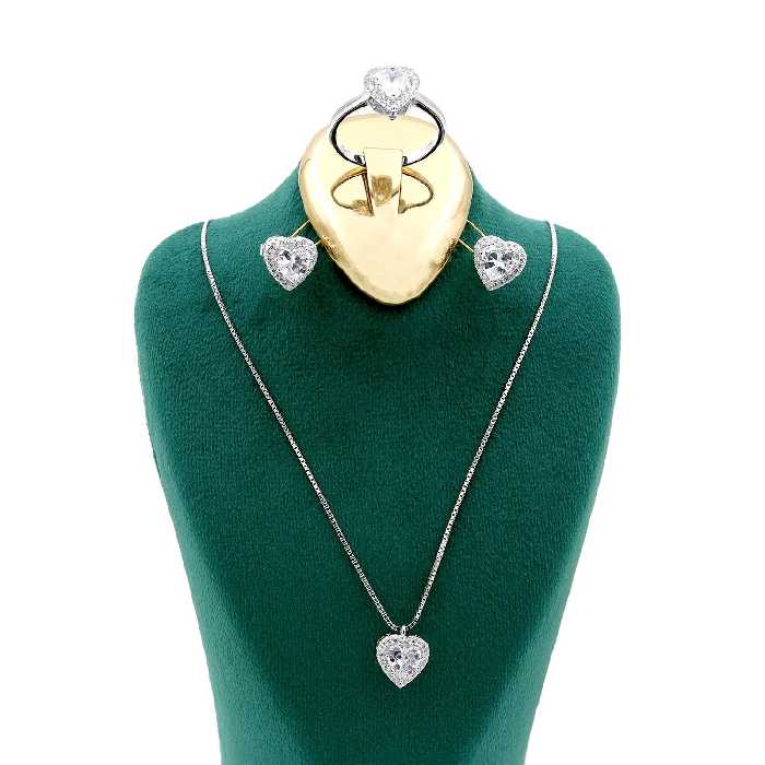 نیم ست نقره زنانه - نگین قلبی - مدل SS-05