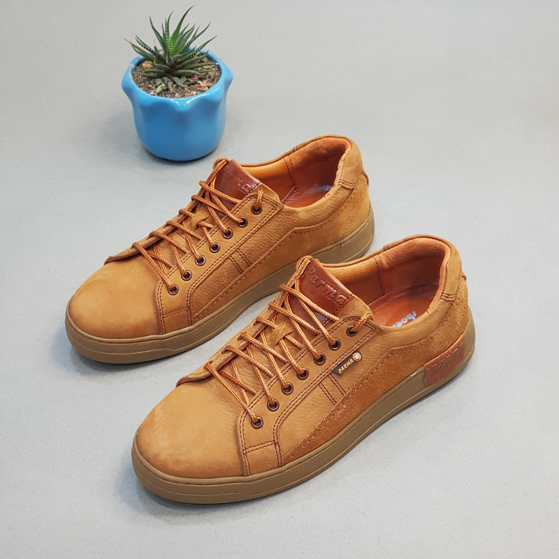 کفش روزمره مردانه مدل چرم طبیعی کد 0076 رنگ عسلی
