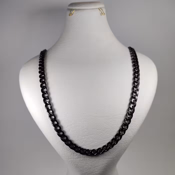 زنجیر کارتیر استیل مردانه مشکی طول 55 سانت رنگ ثابت بدون ایجاد حساسیت