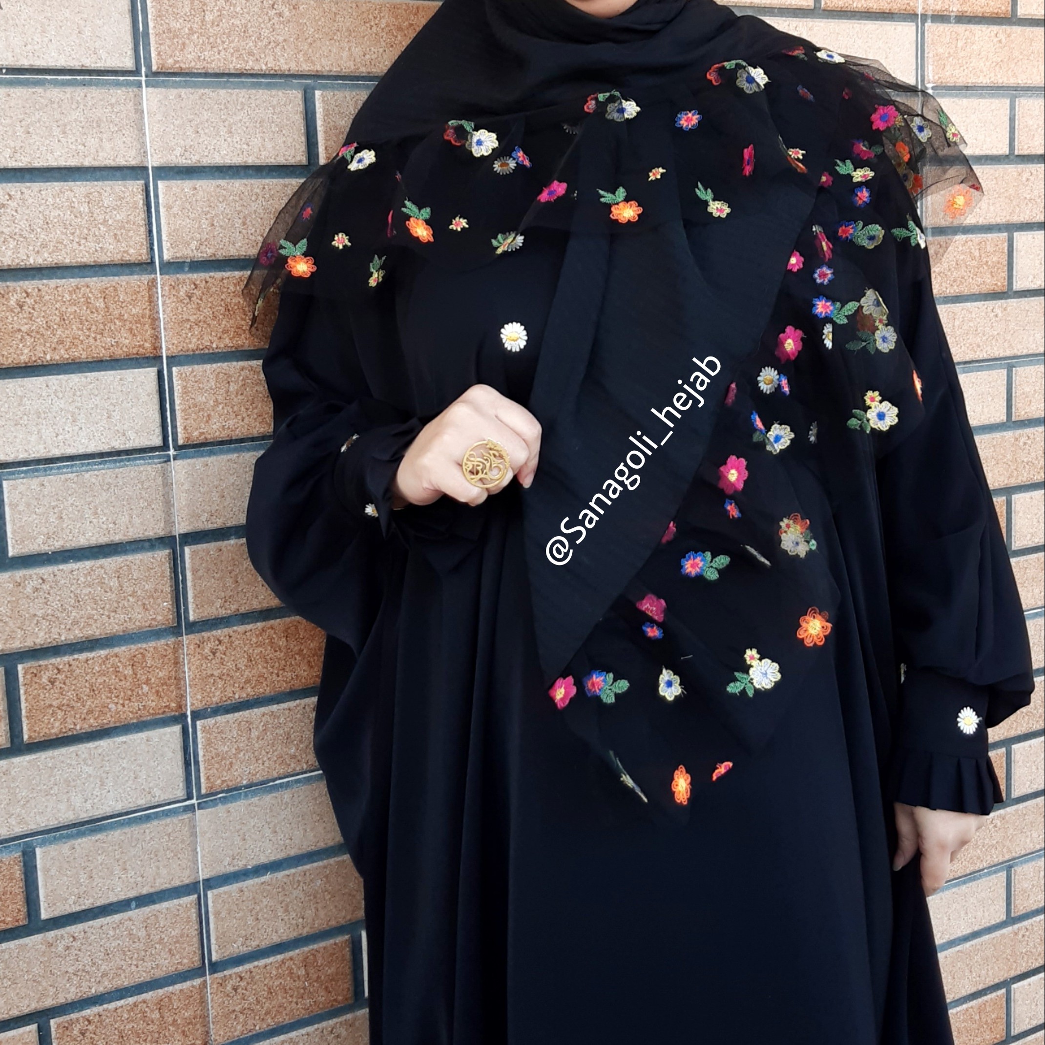 روسری مشکی مجلسی با تور