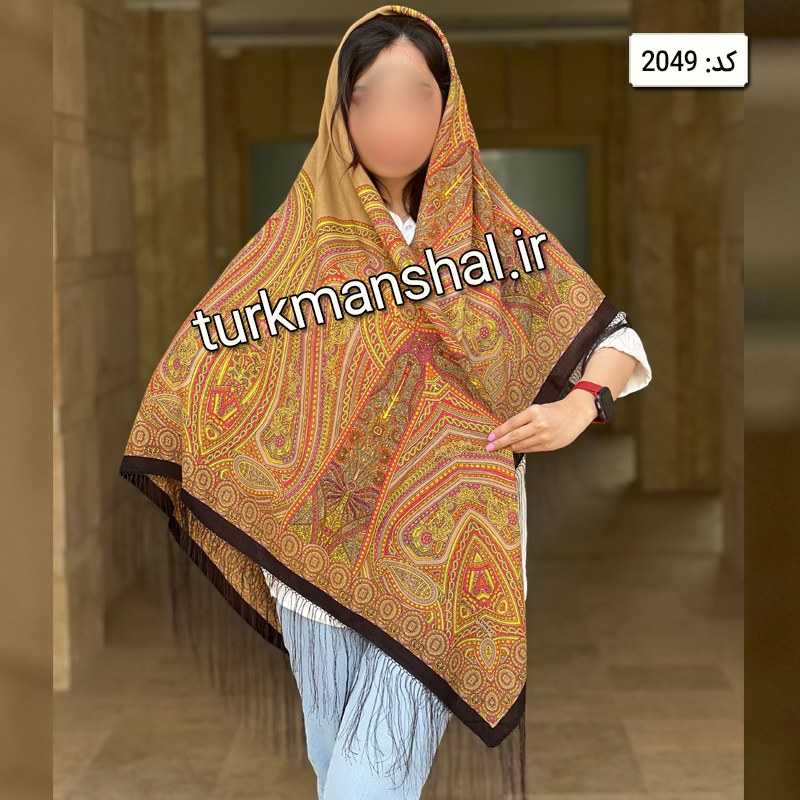 روسری ترکمن ابریشمی (ایتالیایی) کد 2049