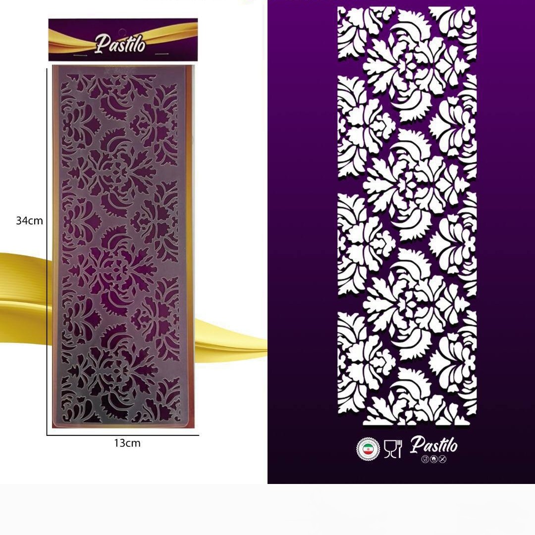 شابلون اسلیمی استنسیل اسلیمی یا پانچ پلاستیکی حدود  12 در33 سانت برای دور کیک 