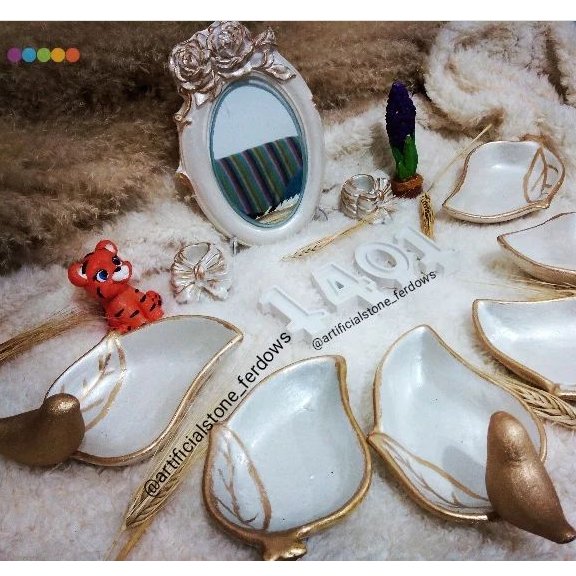 هفت سین طرح برگ صدفی طلایی