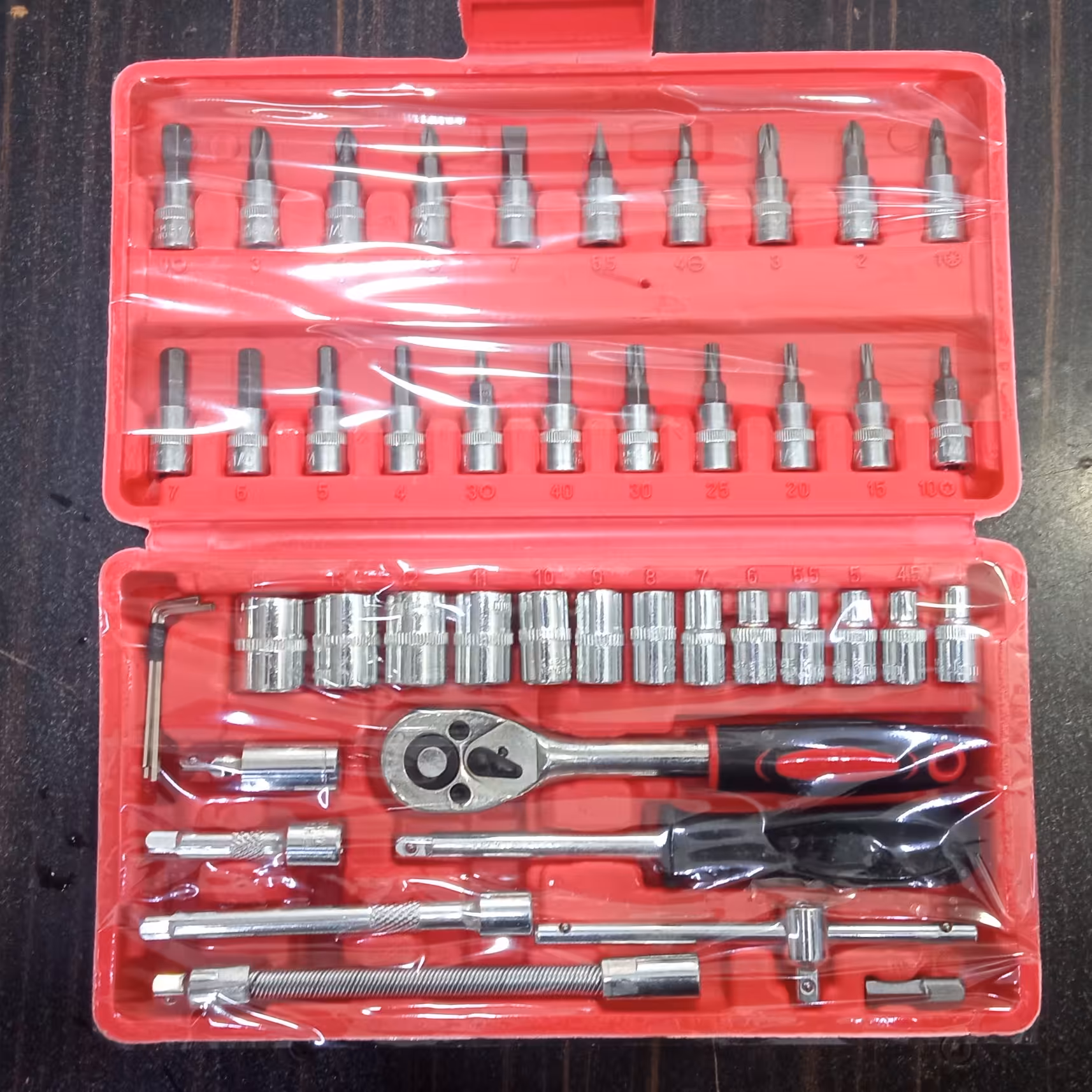 جعبه بکس 46 تکه درایو یک چهارم کیفت خوب فوق کاربردی مناسب مصرف کارگاهی و خانگی