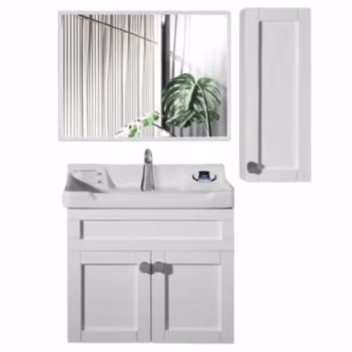 روشویی کابینتی مدل کوئینتو تمام پی وی سی ضد آب با آینه و باکس ارسال امن به سراسر ایران