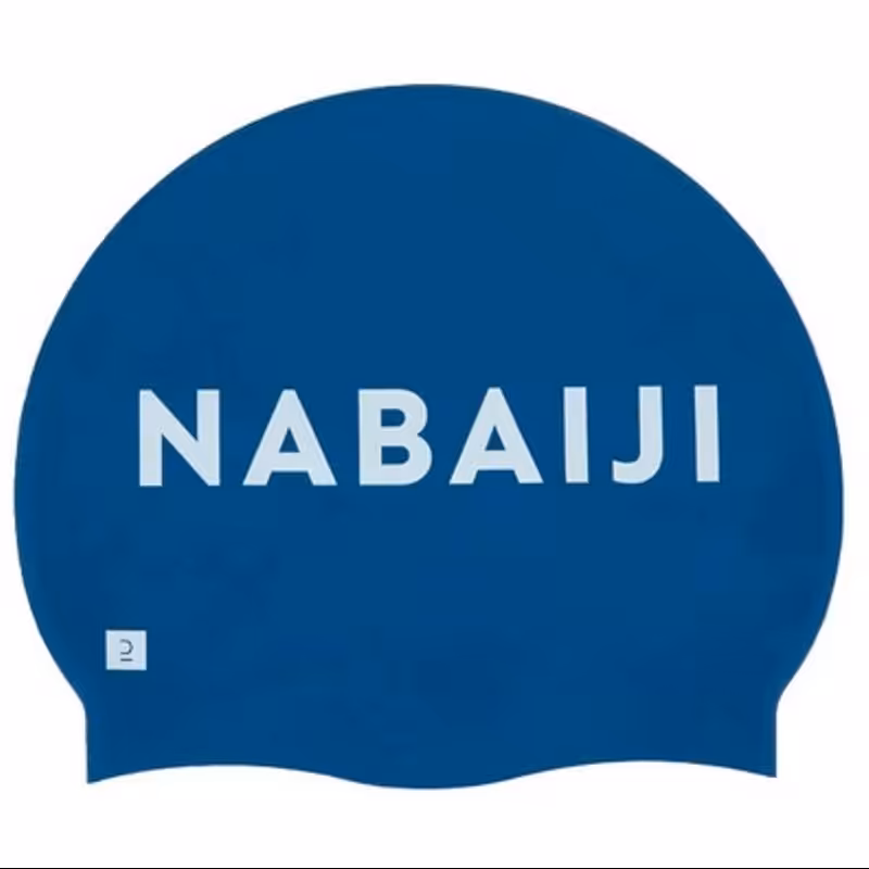 کلاه شنای  نابایجی مدل 2023-سیلیکونی فری سایز -سرمه ای طرح نابایجی-دکتلون فرانسه