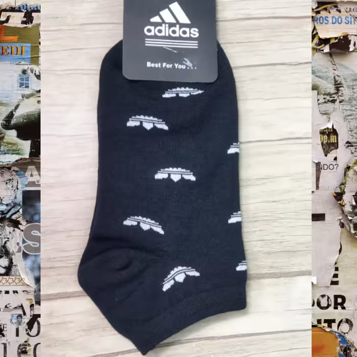 جوراب مچی  اسپرت تمام نقشه آدیداس رنگ مشکی پک 6تایی