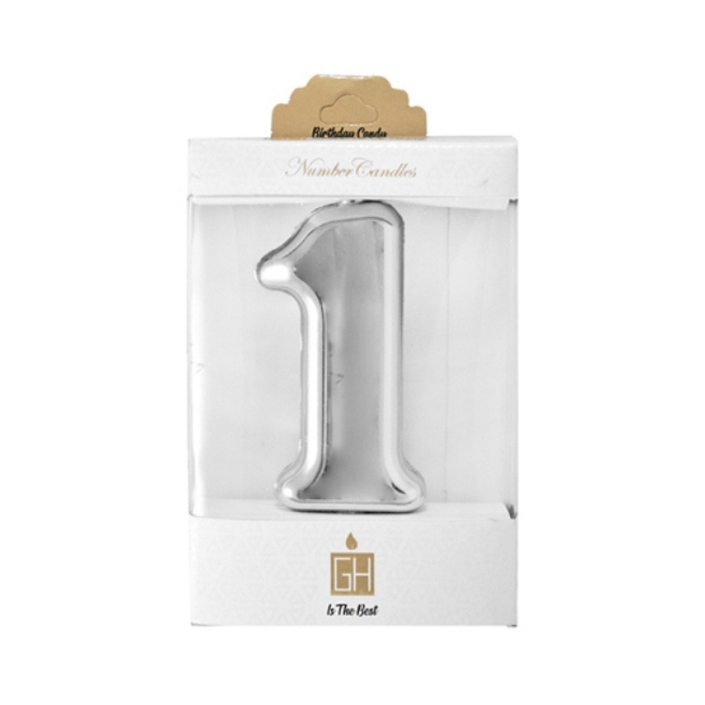شمع کروم نقره ای عدد یک (1)( شمع کروم.شمع عدد یک .شمع  1.شمع رو کیکی.شمع تولد.شمع ساده