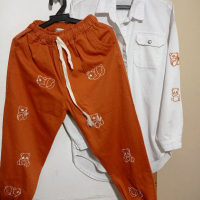 ست کتان مانتو و شلوار