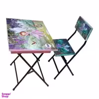 ست میز تحریر و صندلی آسایش مدل تاشو باکسدار طرح سوفیا