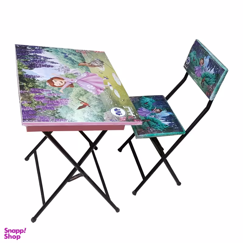 ست میز تحریر و صندلی آسایش مدل تاشو باکسدار طرح سوفیا