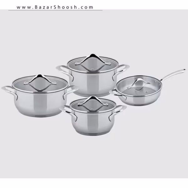 سرویس 8 پارچه تابه و قابلمه استیل یونیک مدل UN-8807