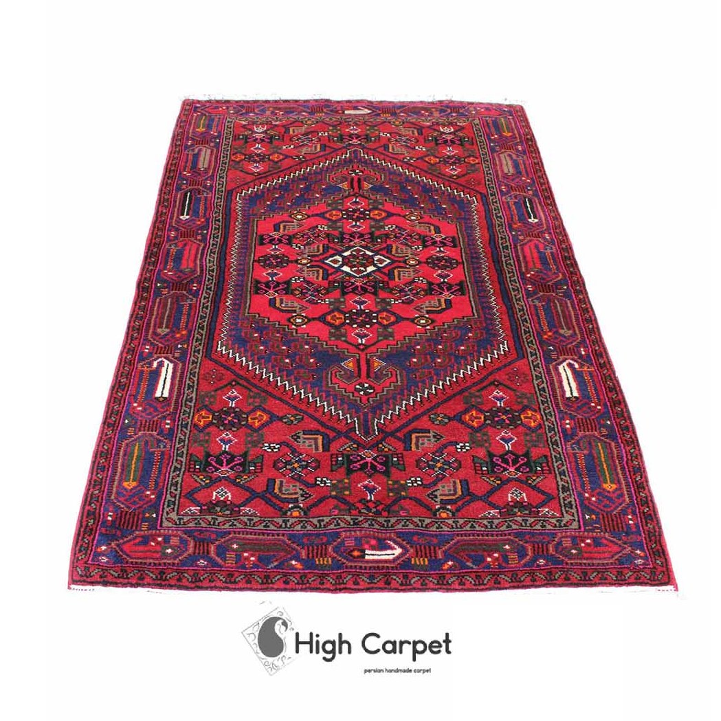 فرش دستبافت عشایری زنجان 3 متری زمینه قرمز بنفش کد 0633