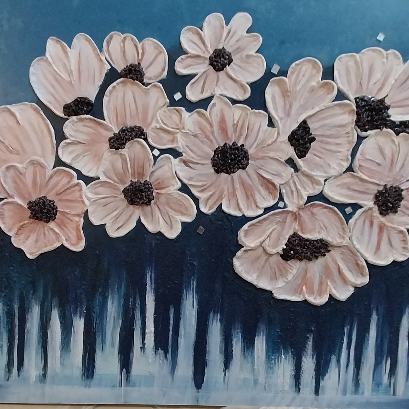 تابلو تکسچر طرح گل فانتزی . 
