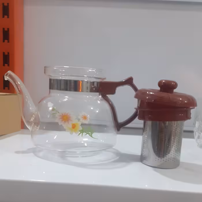 قوری پیرکس گلدار شعله مستقیم فیلتر دار 1100میلی