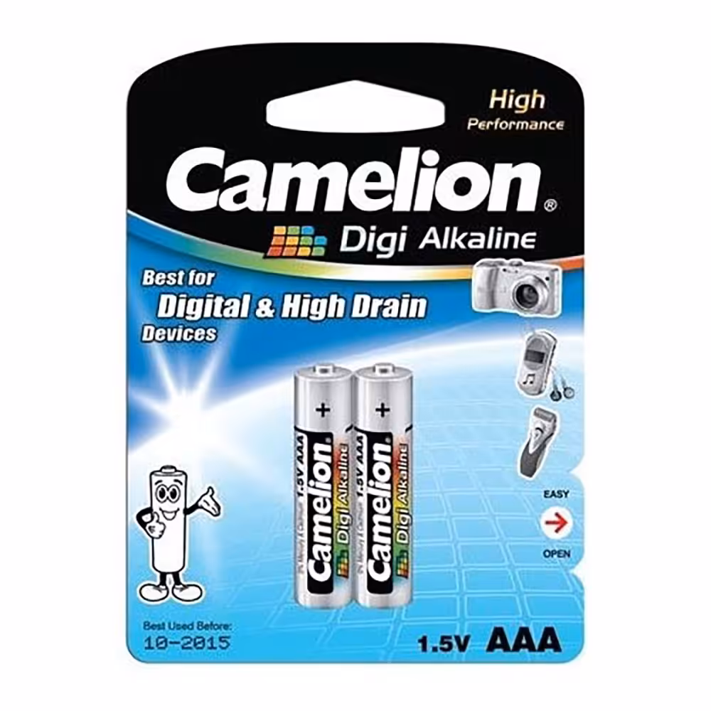 باتری کملیون آلکالاین CAMELION Digi Alkaline LR03-BP2DG AAA بسته 2 عددی