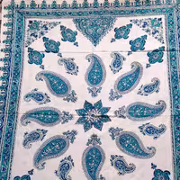 سفره ورومیزی قلمکاری سنتی سایز 100در150 سانت سبز آبی