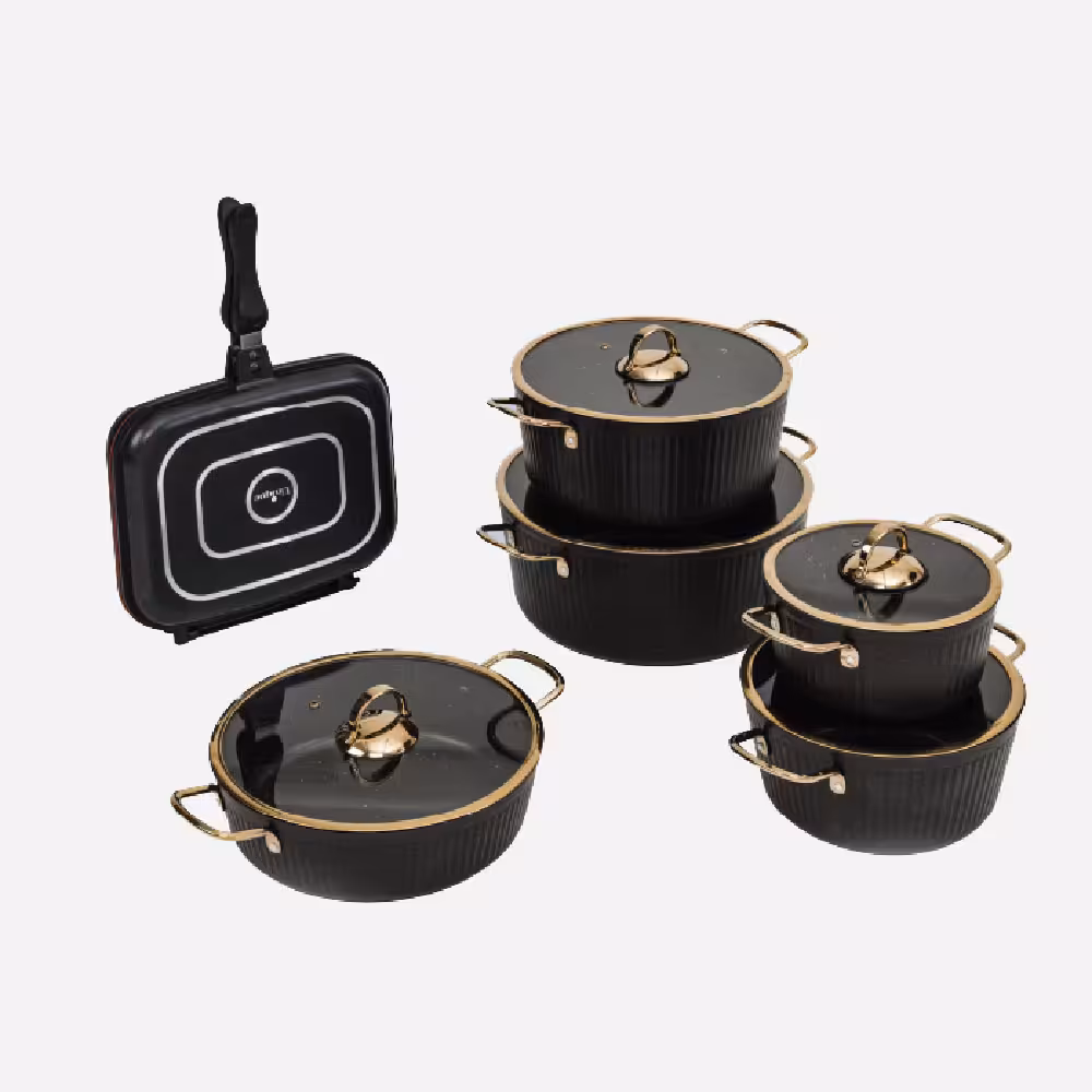 سرویس قابلمه 12 پارچه فلورانس مشکی یونیک کد 8422