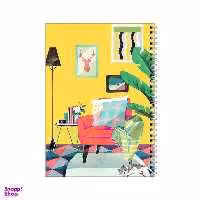 دفتر مشق 100 برگ بامبیلیپ طرح اتاق نشیمن و گل و گربه کد 3859364