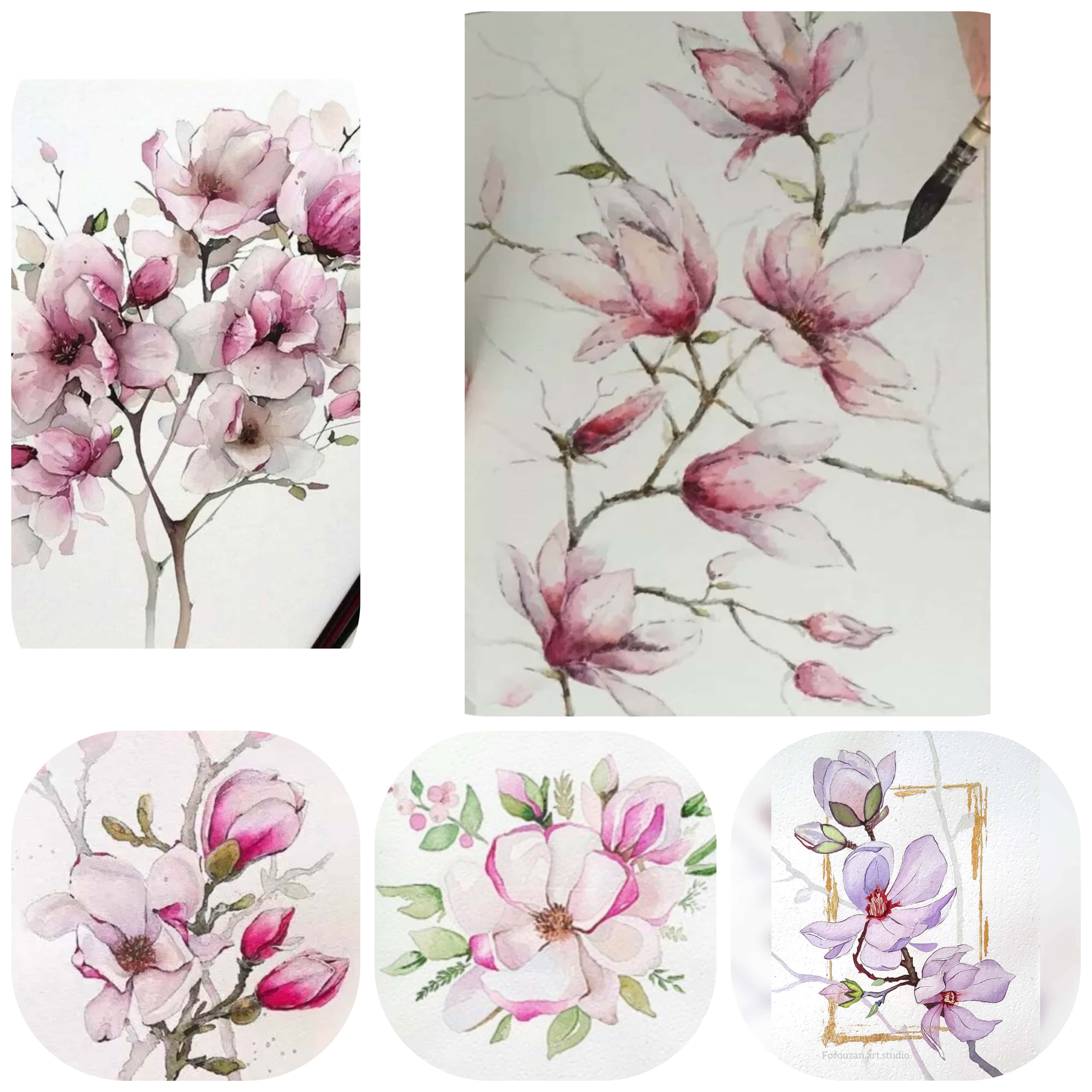 تابلو نقاشی آبرنگ مجموعه 5 عددی