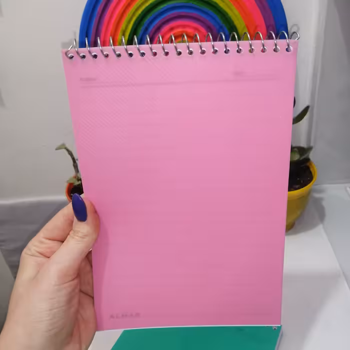 دفترچه یادداشت صورتی خبرنگاری سایز بزرگ 