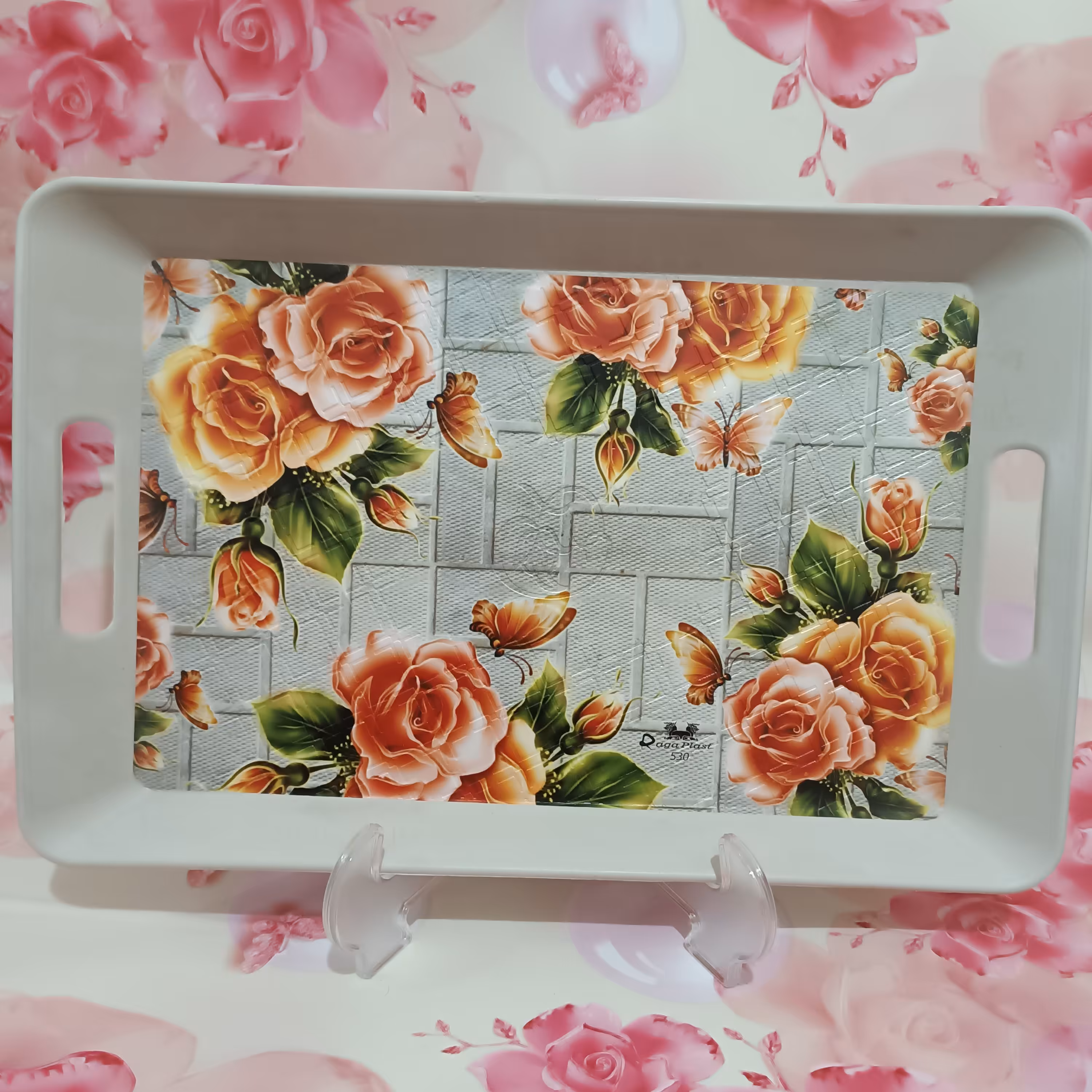 سینی پلاستیکی مستطیلی رنگبندی متنوع،طول40عرض25