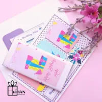 کارت تبریک دستساز  سایز A6طرح برجسته همراه با شکلات مینی تبلت با کاور ست شده با کارت 
