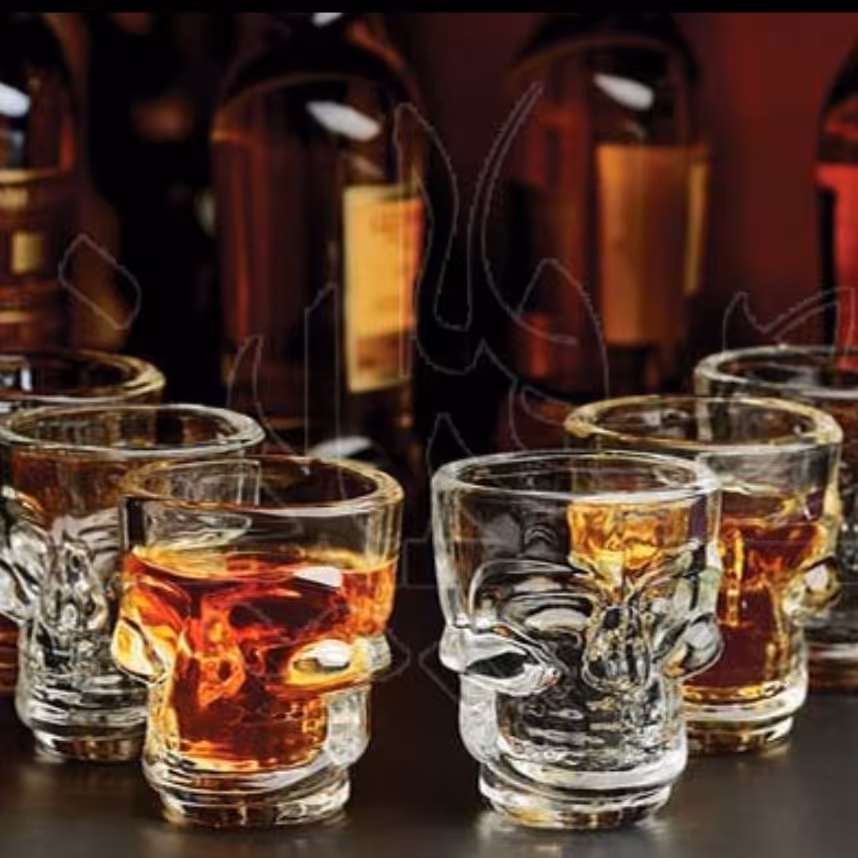 لیوان نوشیدنی طرح اسکلت - بسته 4 عددی - جنس شیشه ای 