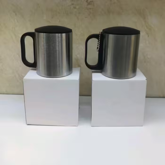 لیوان دوجداره استیل درب دار