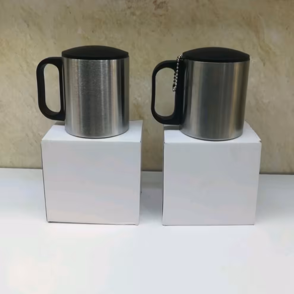 لیوان دوجداره استیل درب دار