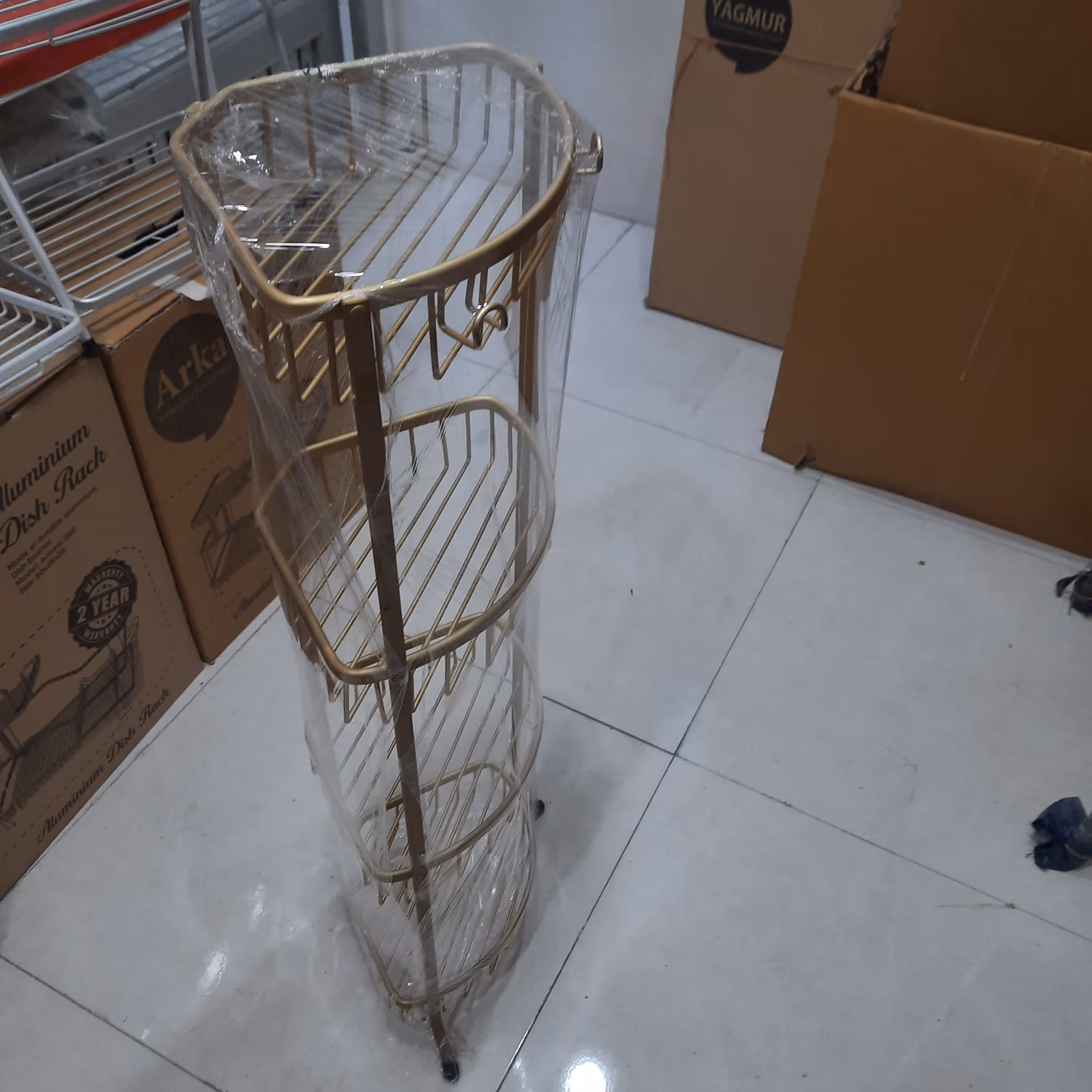 قفسه ایستاده 4 طبقه آلومینیومی طلایی