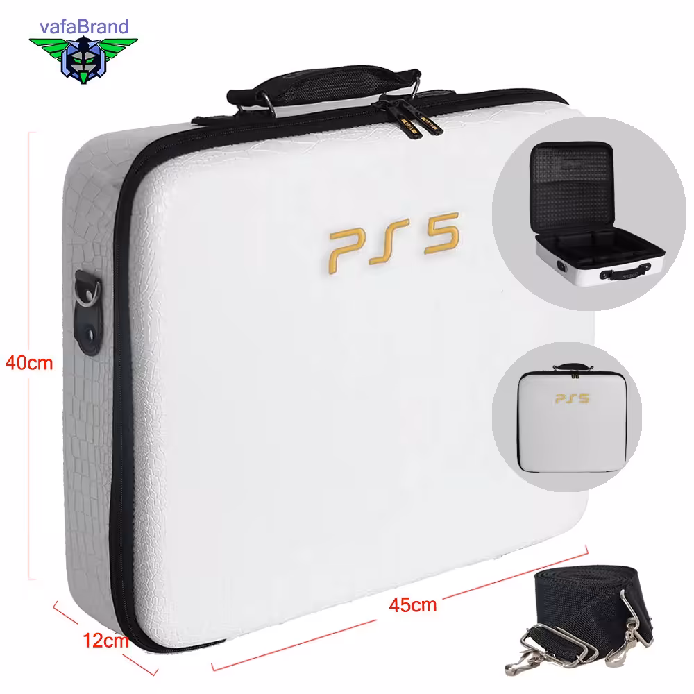 کیف ps5 - طرح چرم پوست ماری - سفید