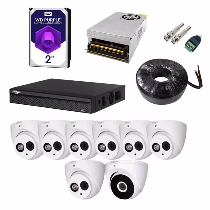 پکیج  کامل 8 دوربینه ی 2 مگاپیکسل  داهوا با کیفیت عالی 