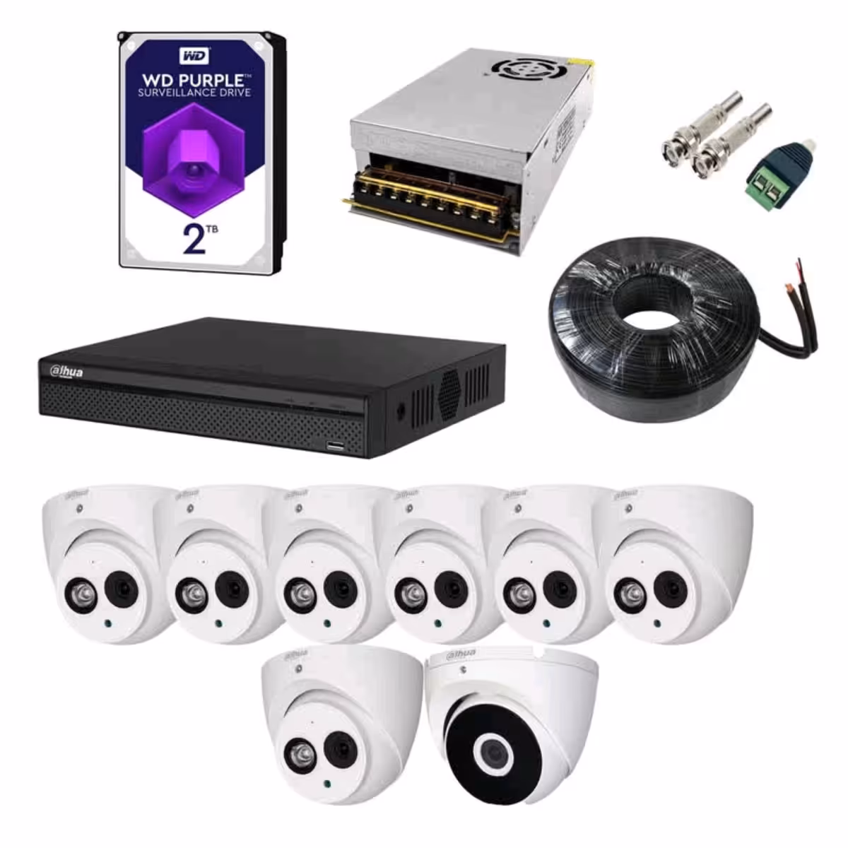 پکیج  کامل 8 دوربینه ی 2 مگاپیکسل  داهوا با کیفیت عالی 