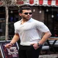 تی شرت سفید مردانه V NECK لباس بافتنی روزمره Valiberta