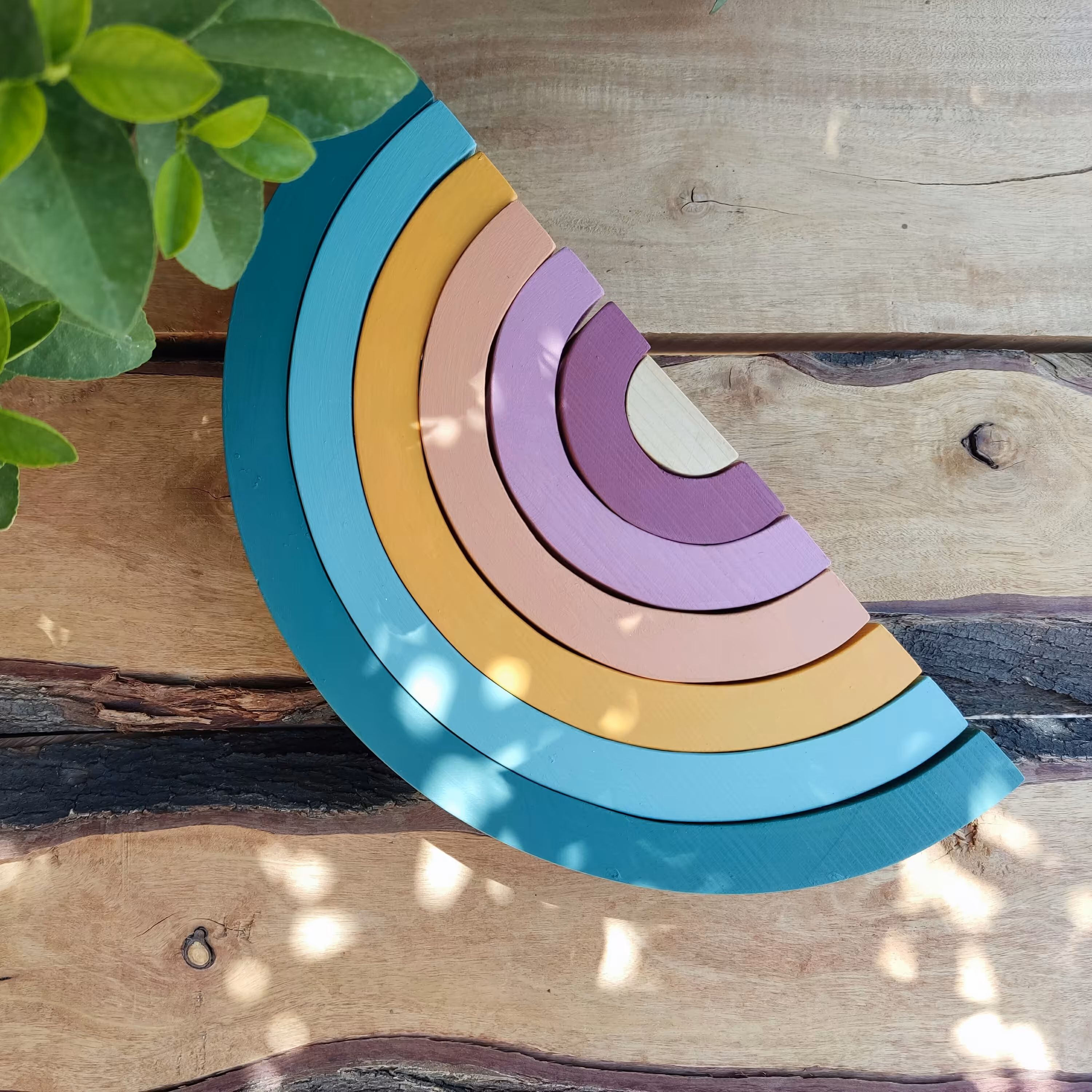 رنگین کمان چوبی هفت رنگ طول 32 سانت ضخامت 6 سانت