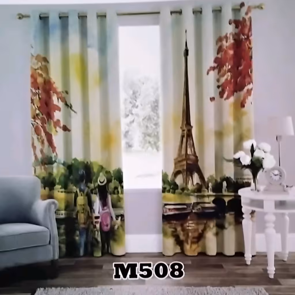 پرده چاپی پانچ دو قواره  طرح منظره  کد m508