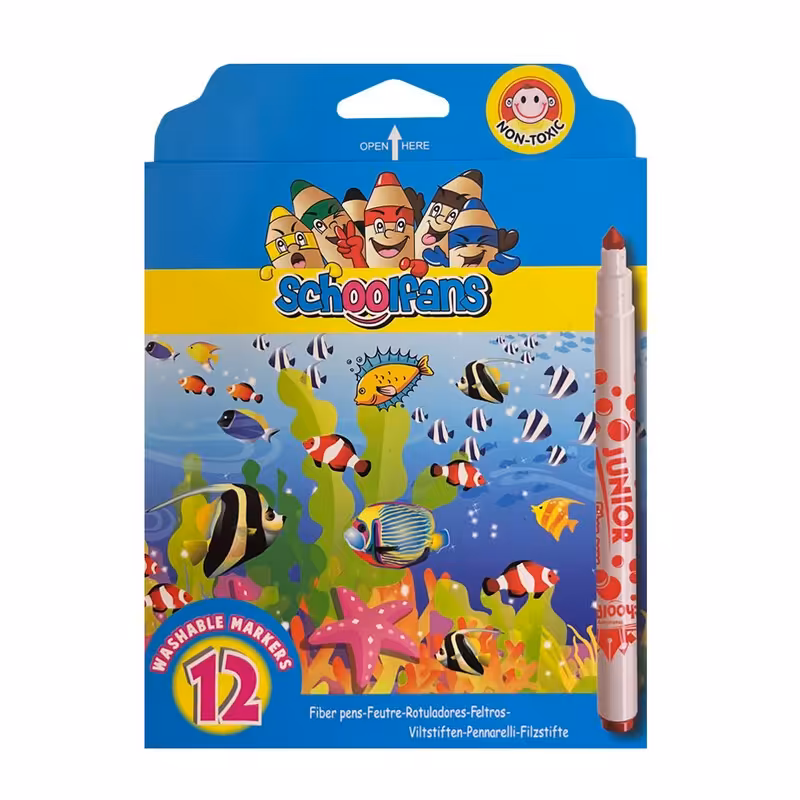 ماژیک رنگ آمیزی 12 رنگ اسکول فنس مدل washable-92401 کد 155477