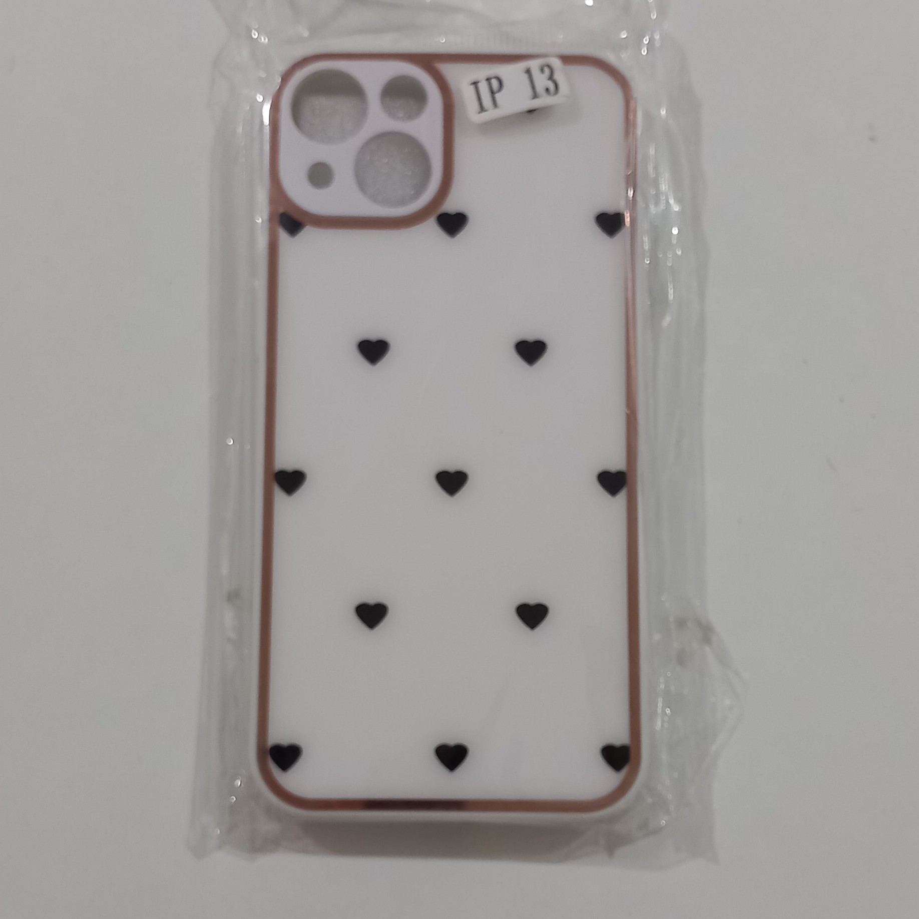 قاب گوشی دور طلایی لبه سیلیکونی اپل آیفون 13 طرح قلب زیبا