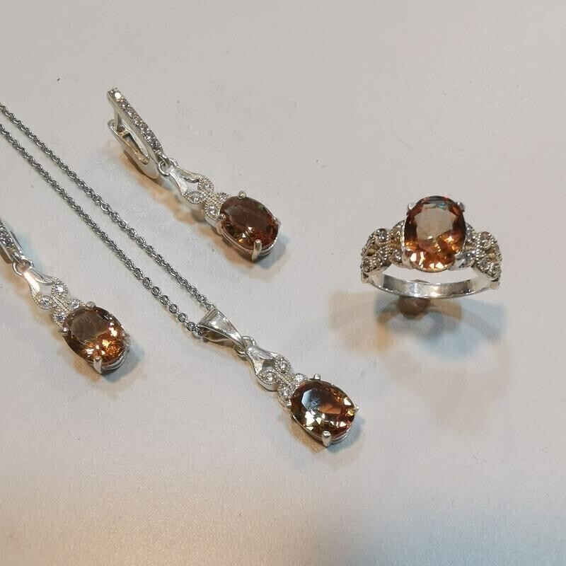 2-نیم ست نقره عیار 925 با سنگ الکساندریت کد 6