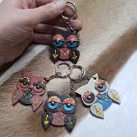 جاکلیدی  جغد  چرم طبیعی کاملأ دستدوزی شده و دستساز