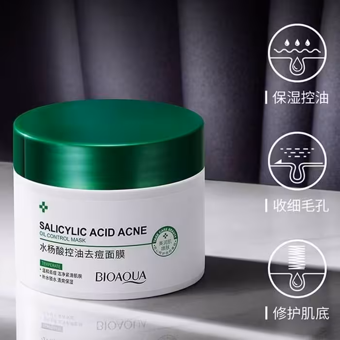 ماسک سالیسیلیک اسید بیوآکوا دارای بارکد و لیبل اورجینال 120 گرم (قاتل جوش) BIOAQUA 