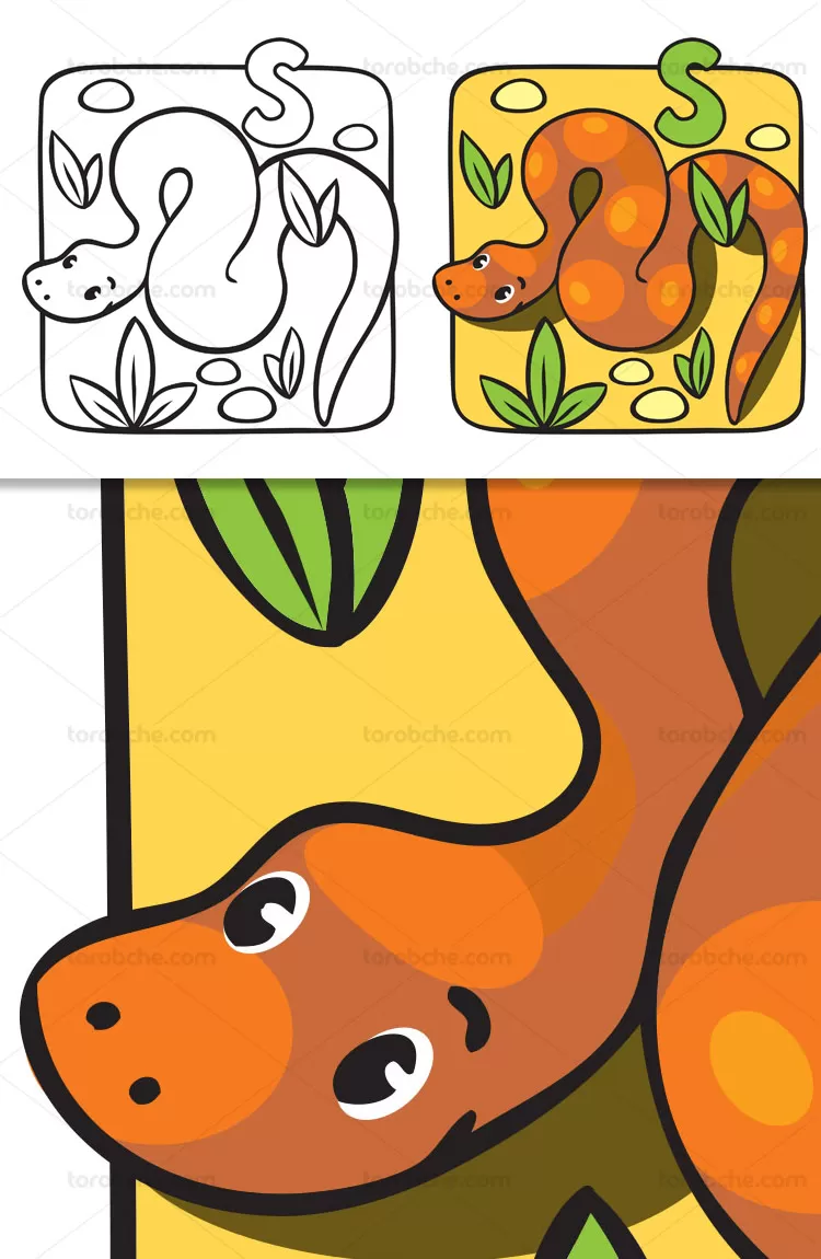 آموزش رنگ آمیزی و حرف S برای کودکان | گرافیک با طعم تربچه