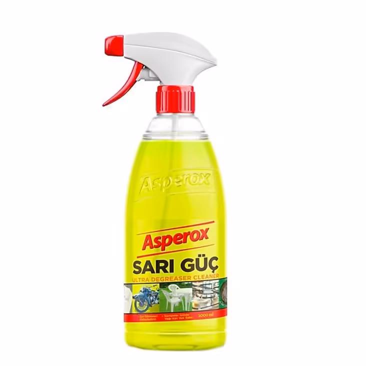 اسپری آسپروکس پاک کننده چربی گاز، سطوح و ظروف زرد حجم 1000 میل ASPEROX SARI GUC 