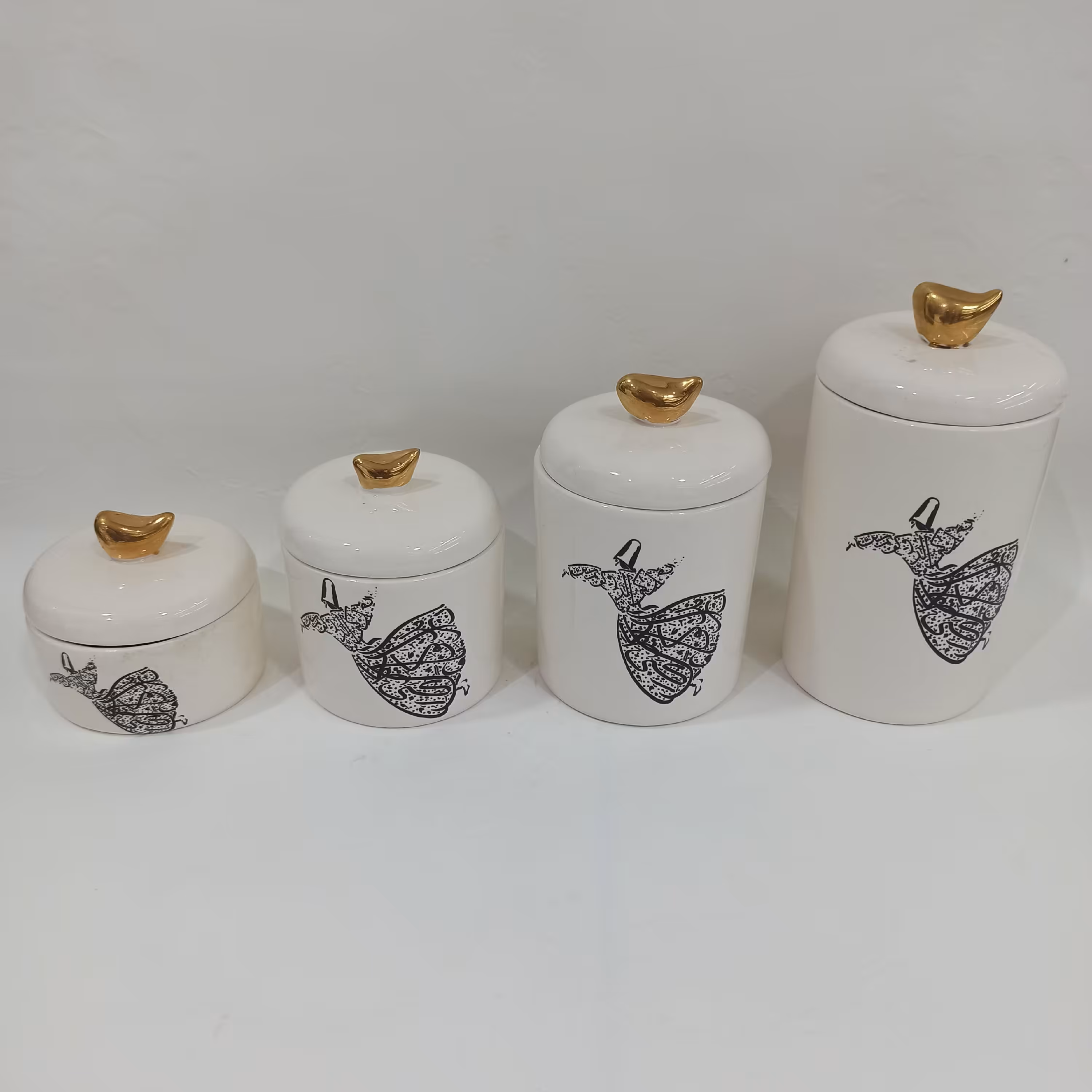 ست پاسماوری سرامیک لعاب طلا 13 عیار دستساز ایرانی سماع