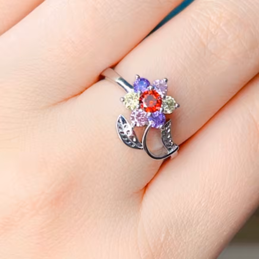 انگشتر   گل رز چند رنگ، جنس استیل و رنگ ثابت، ضدحساسیت 