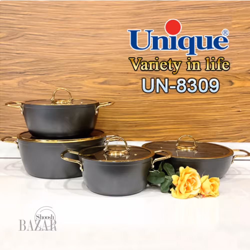 سرویس 8 پارچه بدنه طوسی درب فلت طلایی یونیک کد 8309